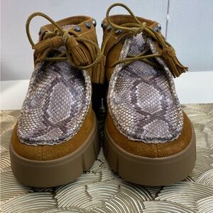 Geox Resp Brown and Tan Lace Up Moccasin Ankle Boots